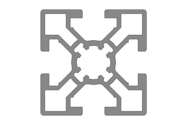 Perfil Alumínio 50x50 Furo Central Ø14 (M16) Canal 10mm