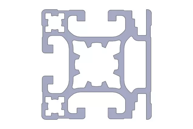 Perfil Alumínio 40x40 Furo Central Ø 14 (M16) Canal 8mm - 1 FACE FECHADA com ranhura para alojamento de chapas Perfil Alumínio 40x40 Furo Central Ø 14 (M16) Canal 8mm - 1 FACE FECHADA com ranhura para alojamento de chapas