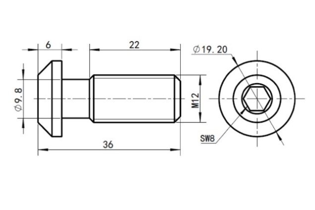 Parafuso de Montagem M12X30 P/ PERFIL CANAL10