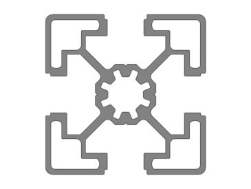 Perfil Alumínio 45 x 45 Furo Central Ø10 (M12) Canal 10